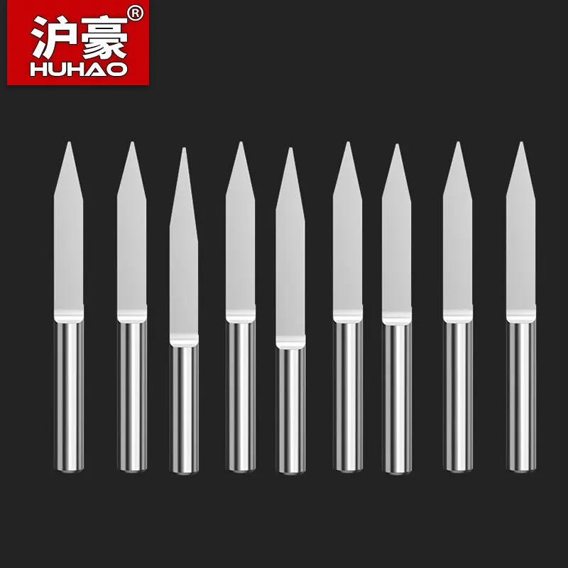 HUHAO Fräser mit Flachboden, Hartmetall-Schaftfräser, 20 25 30 Grad Spitze, 0,1mm 4mm Schaft, CNC-Gravur-Bit, Schnitzfräser
