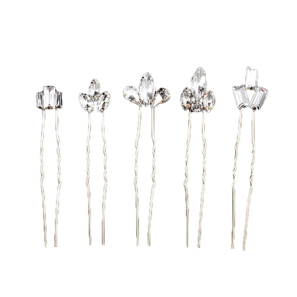 

5 PCS Crystal Hairpin Suit Decorative Headpiece Retro Accessories Bun Jewelry Rhinestone Chopstick Barrette Pins for Girls