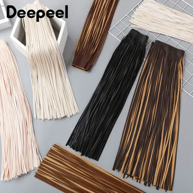 1Pc 66*50/70cm Long Leather Tassel Trim Fringe Lace Ribbon for Handbag Jacket Clothing Dresses Decorative DIY Sewing Accessories