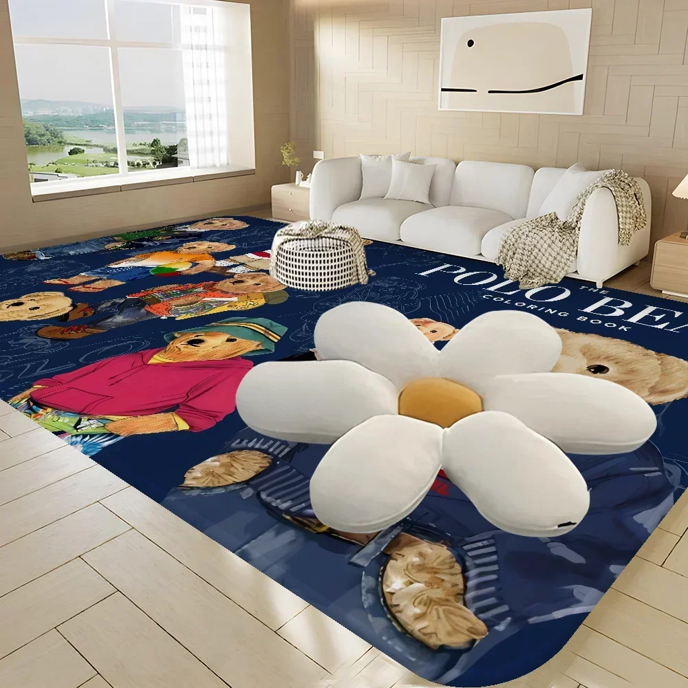 Cute Teddy Bear Happy Floor Mat Retro Multiple Choice Living Room Kitchen Rug Non-Slip Modern Home Decor