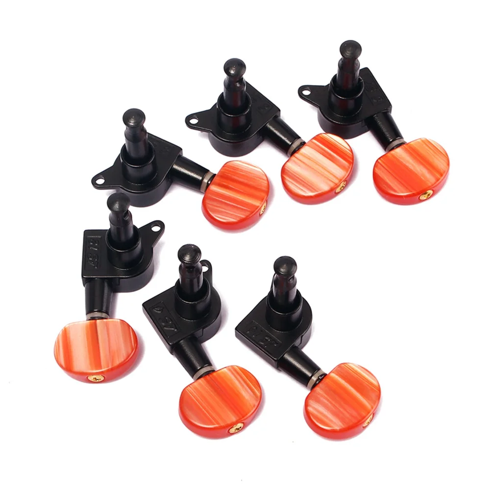 

6Pcs Acoustic Guitar Tuning Pegs Heads Gold Plated 3 Left 3 Right Red Acrylic Knobs Easy Install Replacement