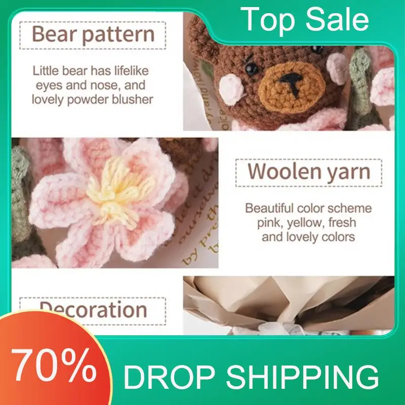 ^Arrival Flower Bouquet Crochet Kit For Adults & Beginners Crochet Accessories & Step-By-Step Manual (Bear/ Style)