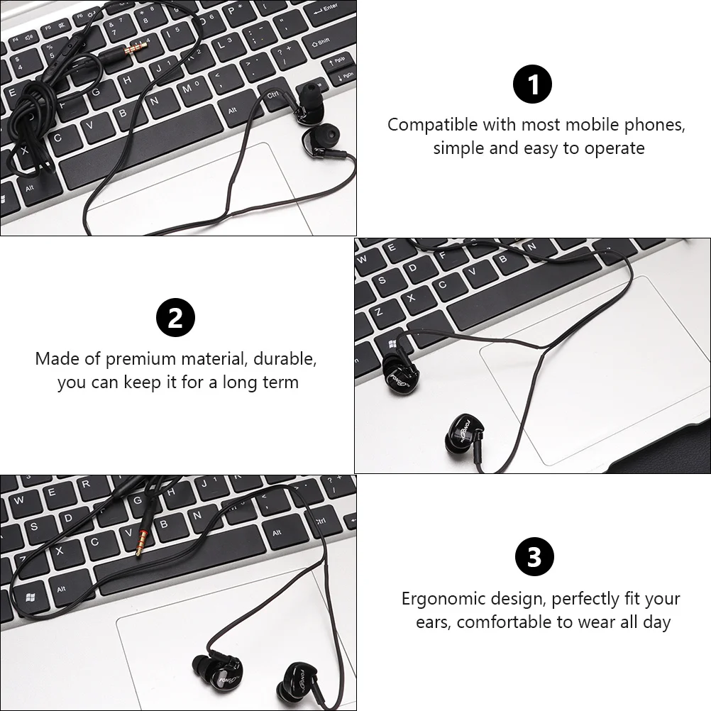 

2Pcs in-Ear Headsets Ergonomic Ear Hook Design Ideal for Sports and Daily Use Tangle-Free Cable Clear Audio Performance