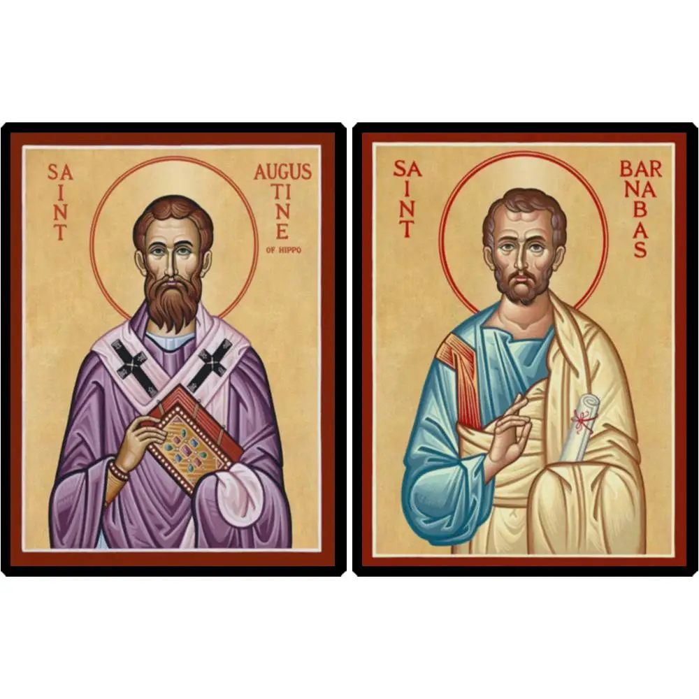 St Augustine of Hippo Church Father Icon HD Canvas Print Byzantine Art Catholic Orthodox Prayer Room Library Study Decor