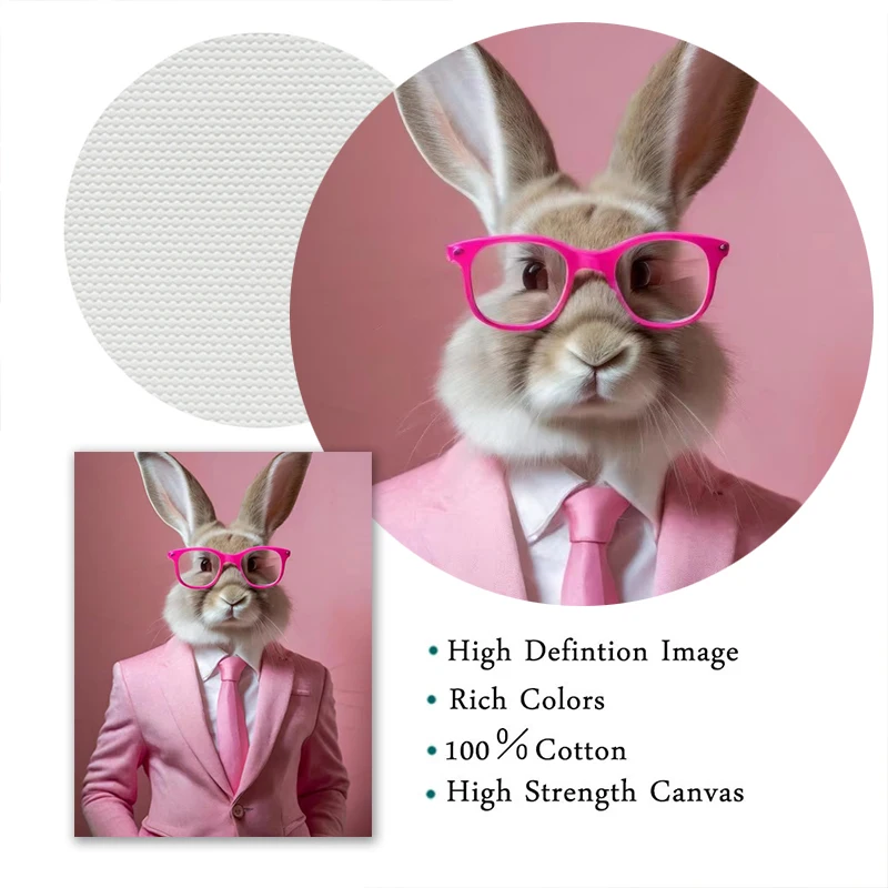 الوردي نظارات دعوى الأرنب الجمل الهامستر الفيل الباندا صورة المشارك طباعة صور فنية للجدران قماش اللوحة غرفة ديكور المنزل #6