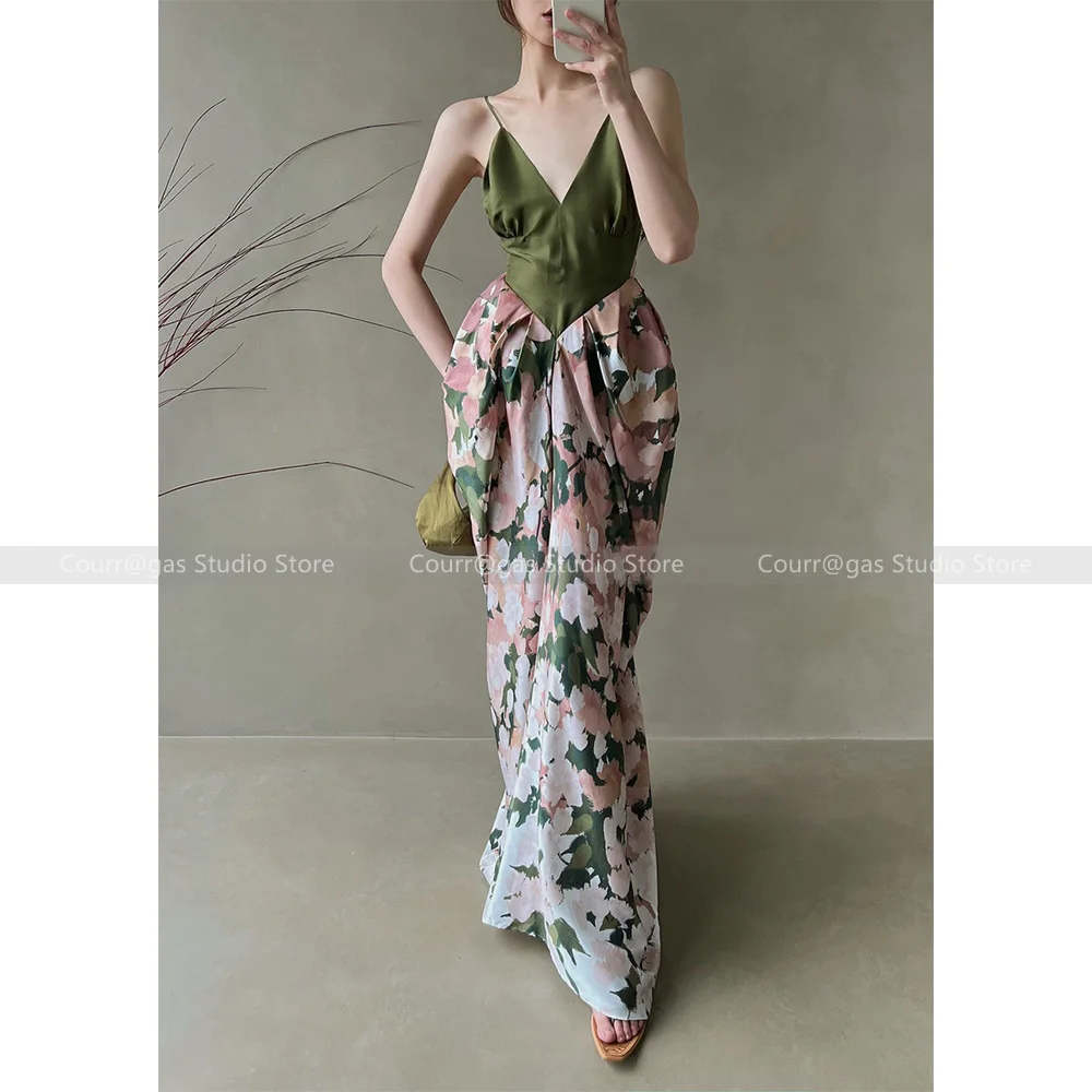 

Niche Vintage Premium Feeling Temperament Elegant Waisted Halter Dresses Long Dresses Women