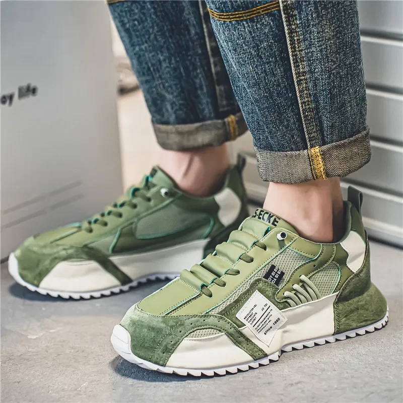 Luxury 2024 men's new color blocking trend casual sports shoes, spring and autumn breathable outdoor running shoes sneakers men