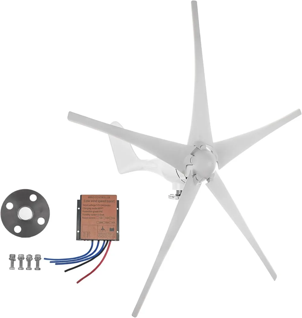 1200W DC 12V Wind Turbine Generator with 5 Blades Wind Turbine Kit with MPPT Controller for Boats,Gazebos,Chalets,Mobile Homes