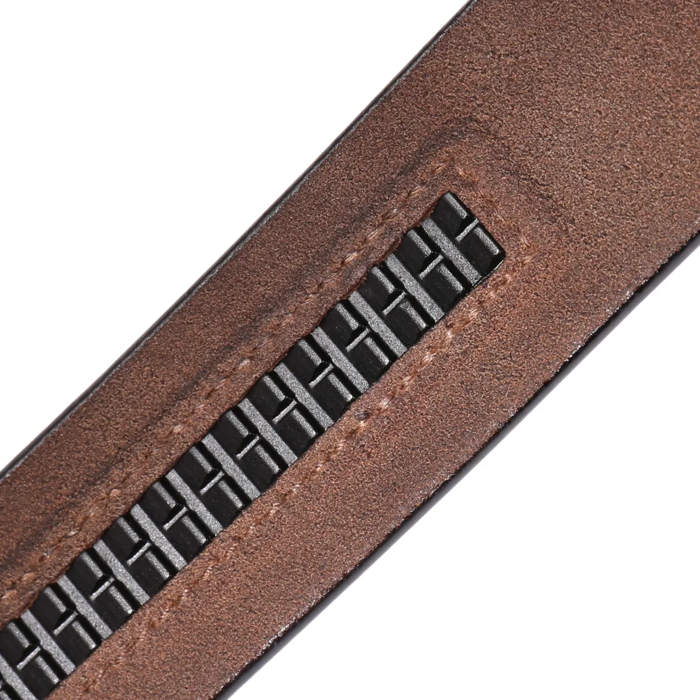 الرجال التلقائي مشبك الأحزمة لا مشبك أسود تان براون حزام جلد طبيعي للرجال الفاخرة 3.5 سنتيمتر عرض حزام الذكور بدون ثقب #4
