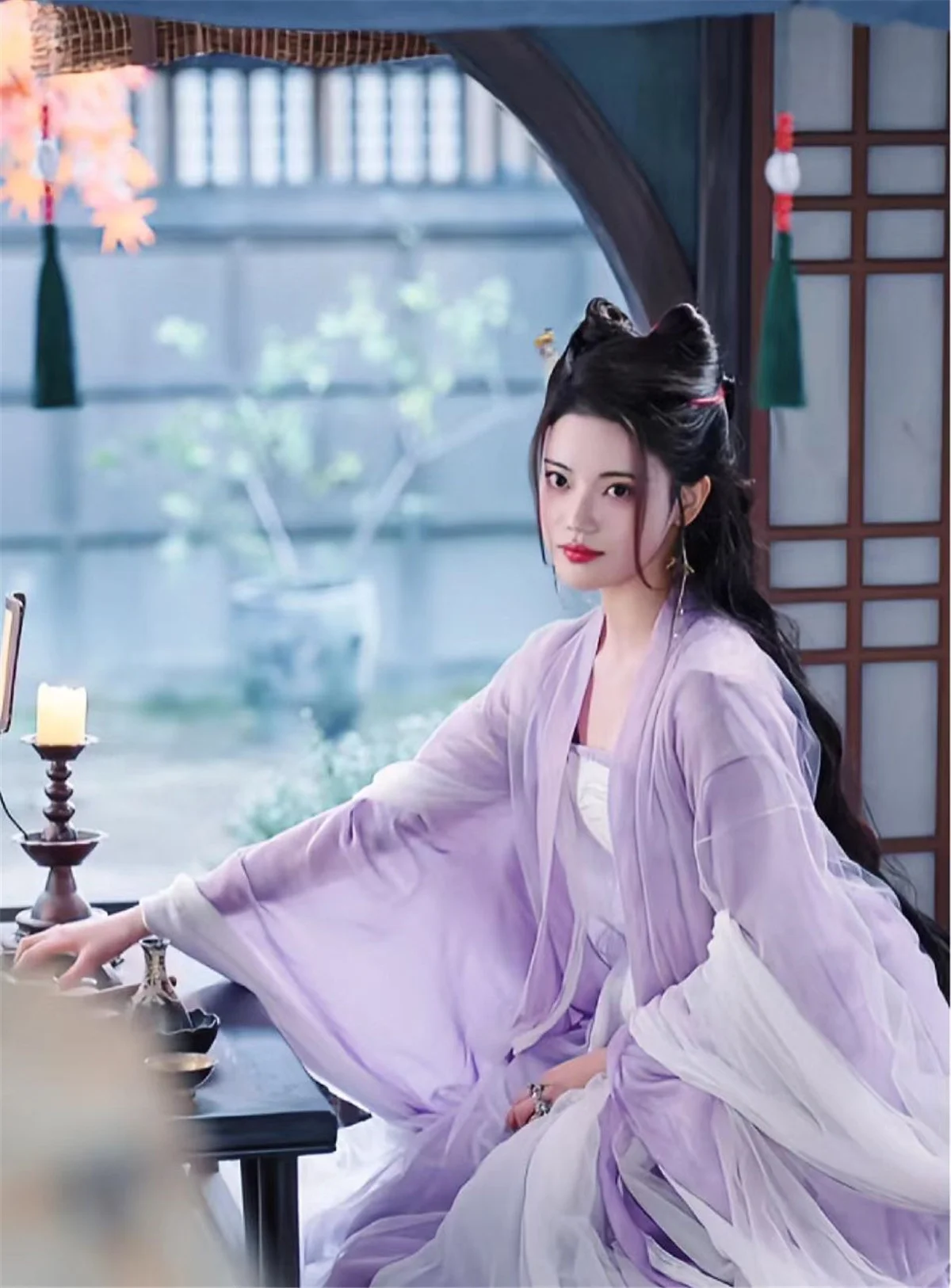 

Changyue Jinming Pianran Han Dress Elegant Little Fox's Same Han Clothes Improved Han Suit Fairy Big Sleeve Purple Dress