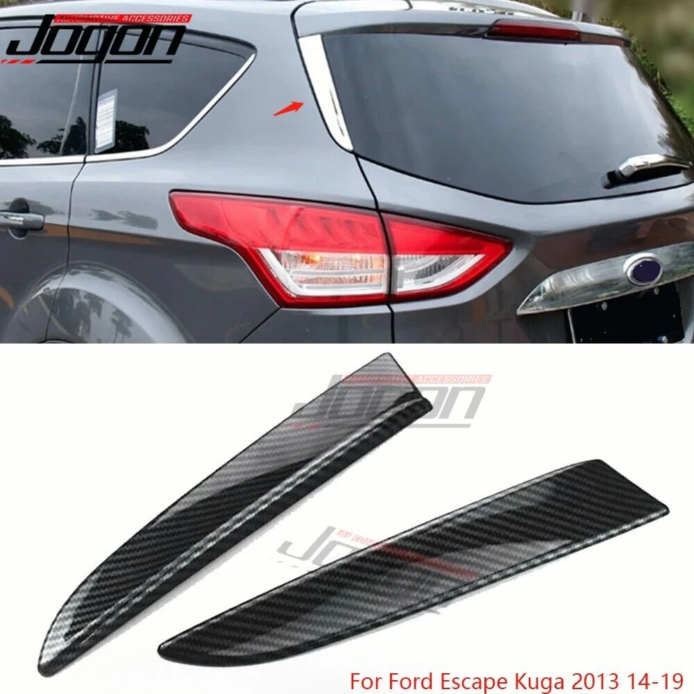 2Pcs Carbon Look For Ford Escape Kuga 2013-2018 2019 Car Back Rear Window Side Spoiler Wing Splitter Cover Trim Accessories