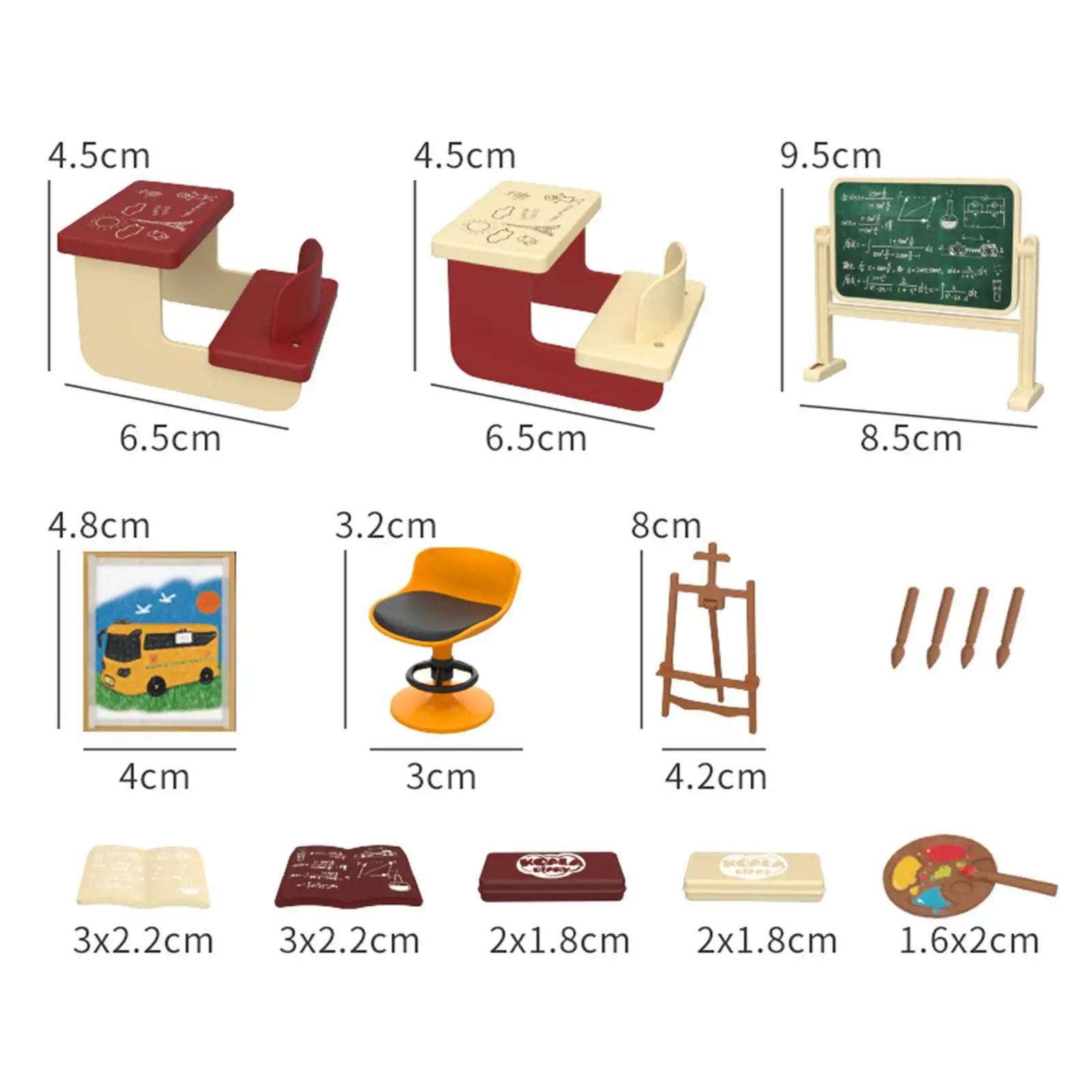 Classroom Dollhouse Furniture, Doll House School Supplies, Miniature Books, DIY Doll Accessories