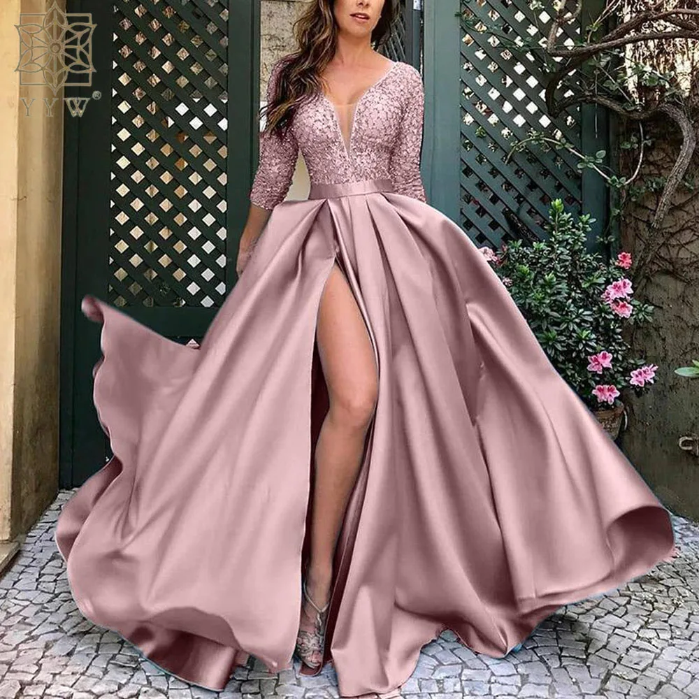 New 2024 Evening Dress Long Slit Red Green Party Prom Dresses Evening Party Dresses Luxury Birthday Women\'s Dress