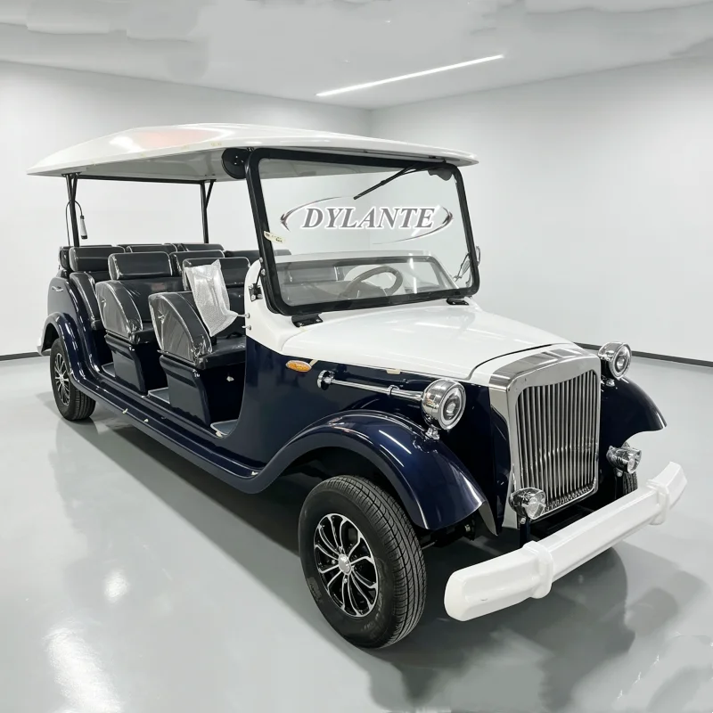 14 Seats Retro Design Tourist Shuttle With Windshield And Canopy For Scenic Spot Villa Vintage 7500w Electric Sightseeing Car