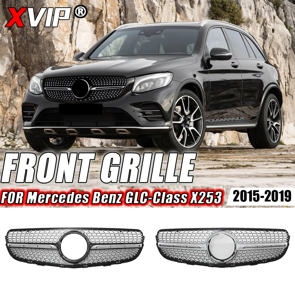 

XVIP Front Bumper Grille For Mercedes Benz GLC-Class X253 2015-2019 GLC250 GLC300 GLC350e GLC43 AMG Diamonds Style Racing Grille