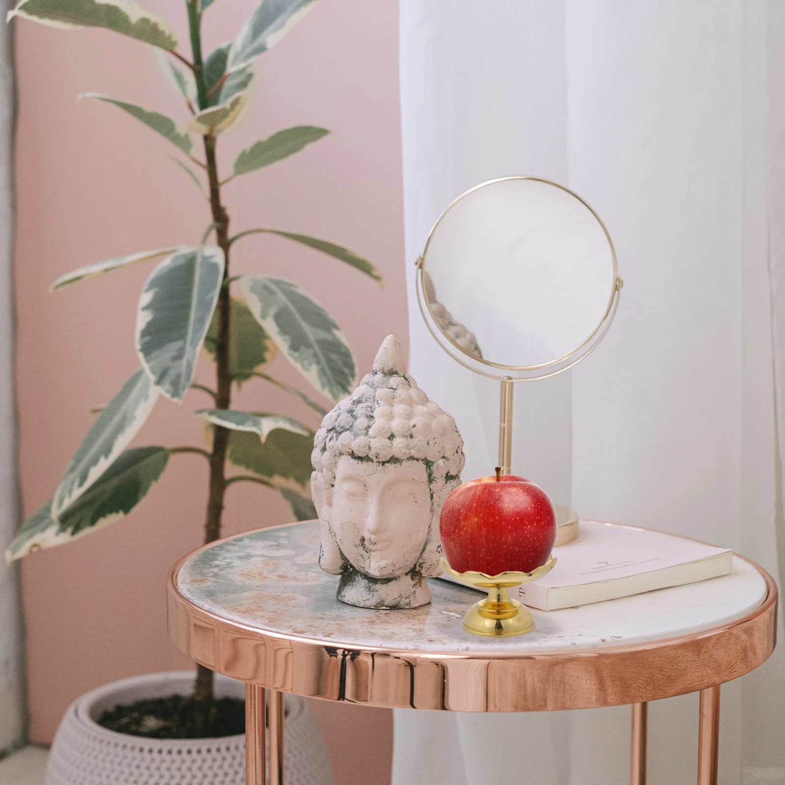 

1Pcs Lotus Fruit Tray Copper Creative Buddha Temple Sacrifice Tray Large Capacity Golden Dried Fruit Plate Buddhist Offering