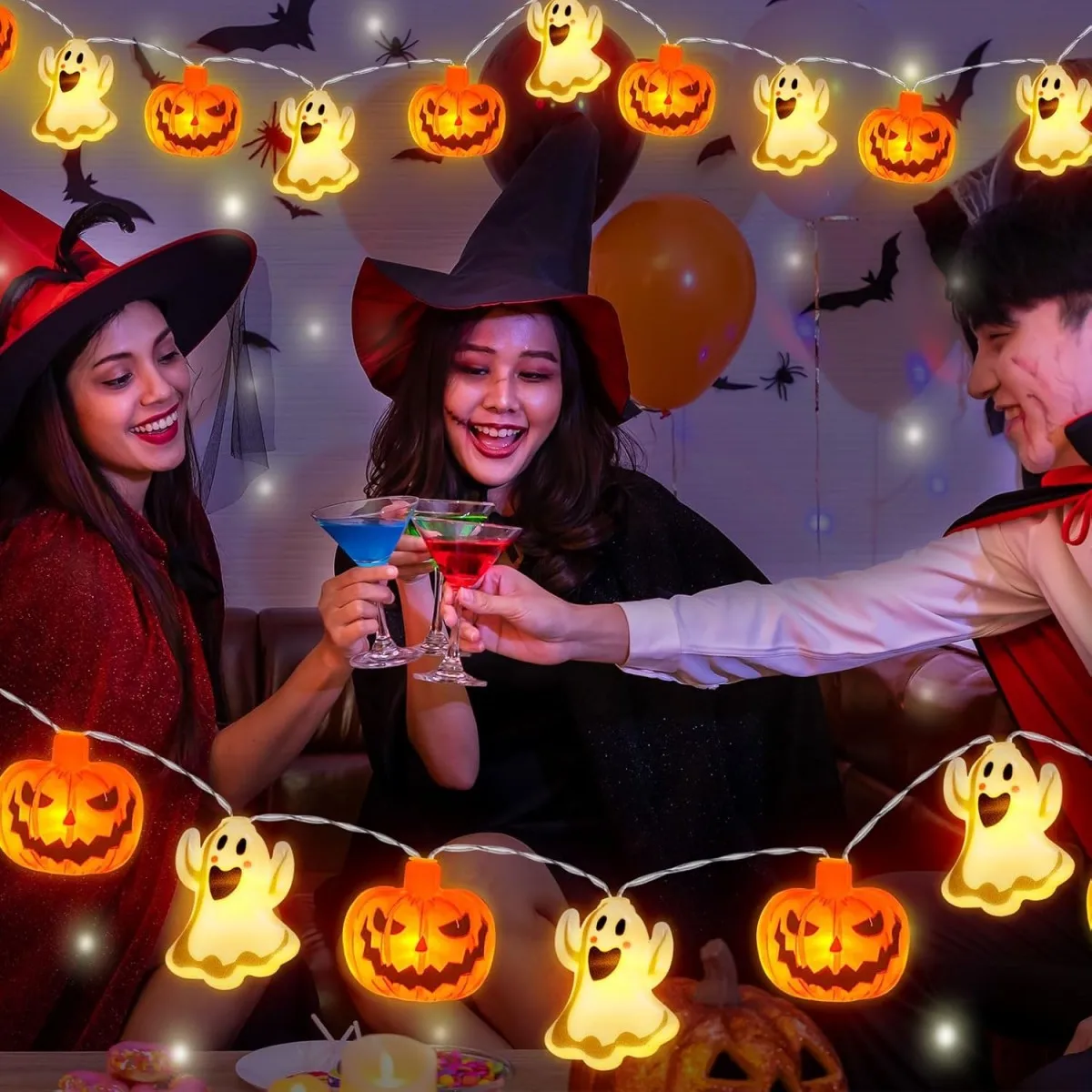1pc 10/20 LED Halloween Einzigen Schicht Kürbis & Geist String Licht Batterie Betrieben Für Home Garten Urlaub Halloween party Decor – Detail 8
