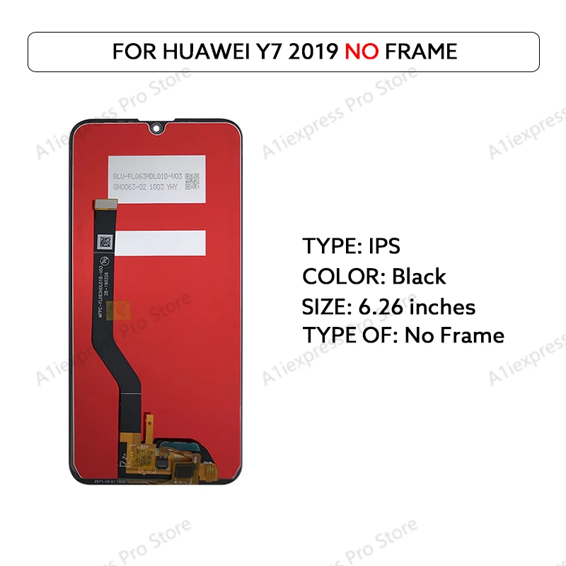 6.26 "LCD Voor Huawei Y7 2019 Lcd Touch Screen Digitizer Panel DUB-LX1 DUB-LX3 LCD Met Frame Vervanging Reparatie onderdelen