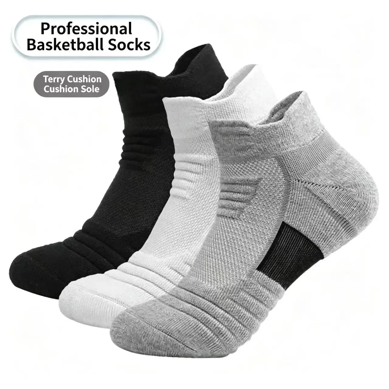 Men Professional Basketball Socks Thick Terry Sole Short Socks Breathable Mesh Anti‑slip Sport Socks for Running Outdoor Fitness view 4