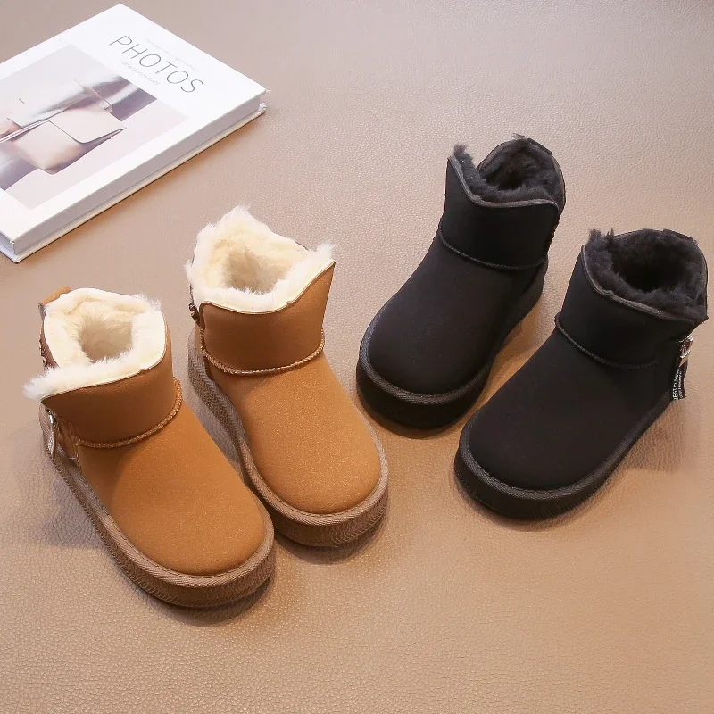 

Hot selling Classic Girls Boots Winter Warm Plush Kids Fashion Causal Ankle Boots Thickened Versatile Kids Non-slip Snow Boots