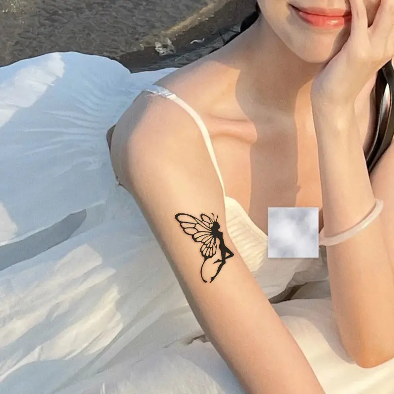 Tatuajes falsos para mujer, calcomanías con forma de elfos, mariposas, corazones, jugos, impermeables, flores de amor, tatuajes temporales para el cuerpo