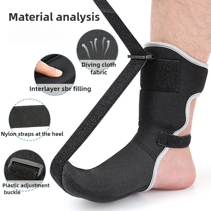 Férula nocturna Dorsal ajustable de neopreno transpirable, soporte para fascitis Plantar, soporte para caída del pie, 3 correas elásticas, rehabilitación ortopédica