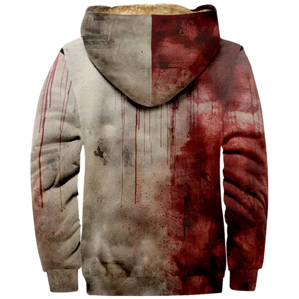 I\'m Fine Problem Solved  Bloody zipper Hooded long sleeve Thick fleece hoodie men/women halloween funny  jacket