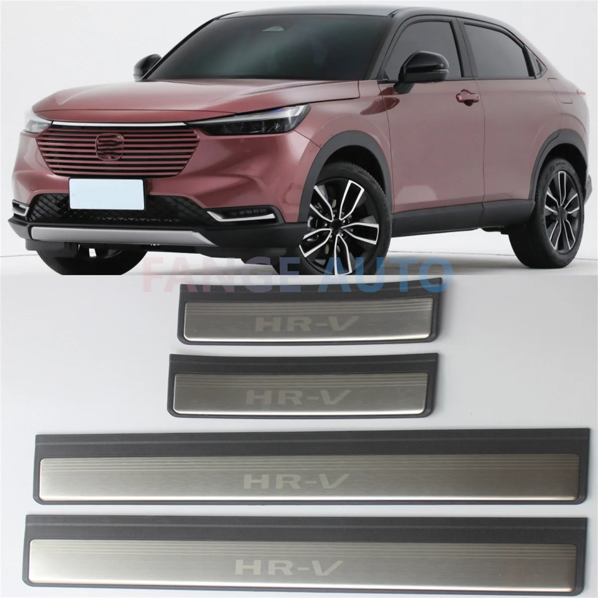 4PCS ABS Stainless Steel Door Sill Scuff Plate Auto Pedals Protector Cover For Honda HR-V HRV 2023 2024