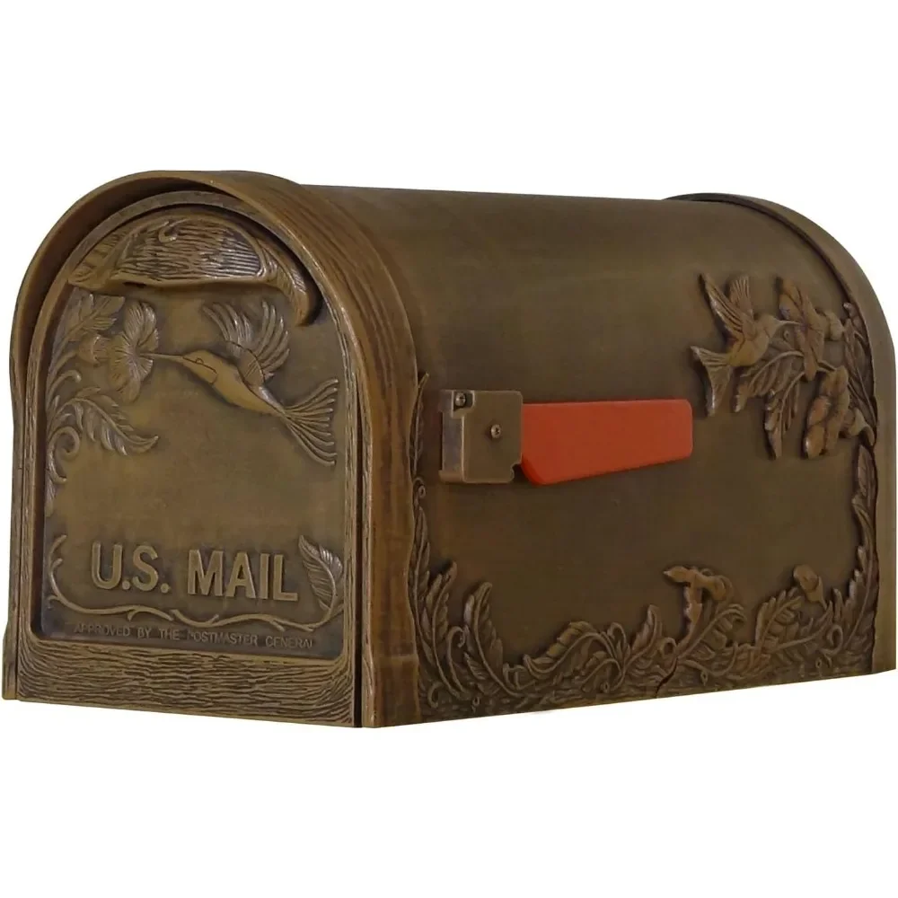 Special Lite Hummingbird Curbside Mailbox - Copper Cast Aluminum Mailbox for Post Mount - SCB-1005-CP