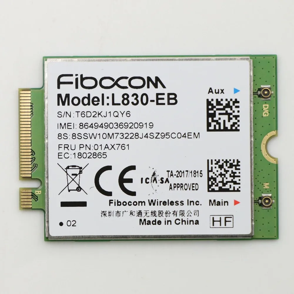 

01AX761 Fibocom L830-EB WWAN Card For Lenovo Thinkpad X280 T480 T490 T490s T590 P53s X390 L490 L590 P43s T480s X390 Yoga