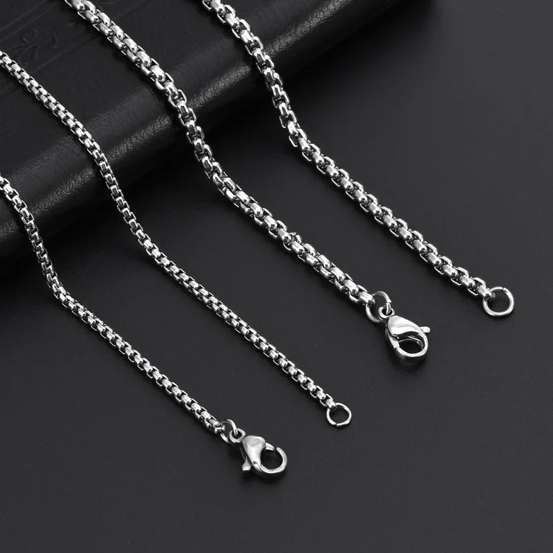 Colar de corrente rolo quadrada de aço inoxidável com largura de 2MM/3MM para mulheres, colar choker redondo, acessórios de joias da moda masculina.