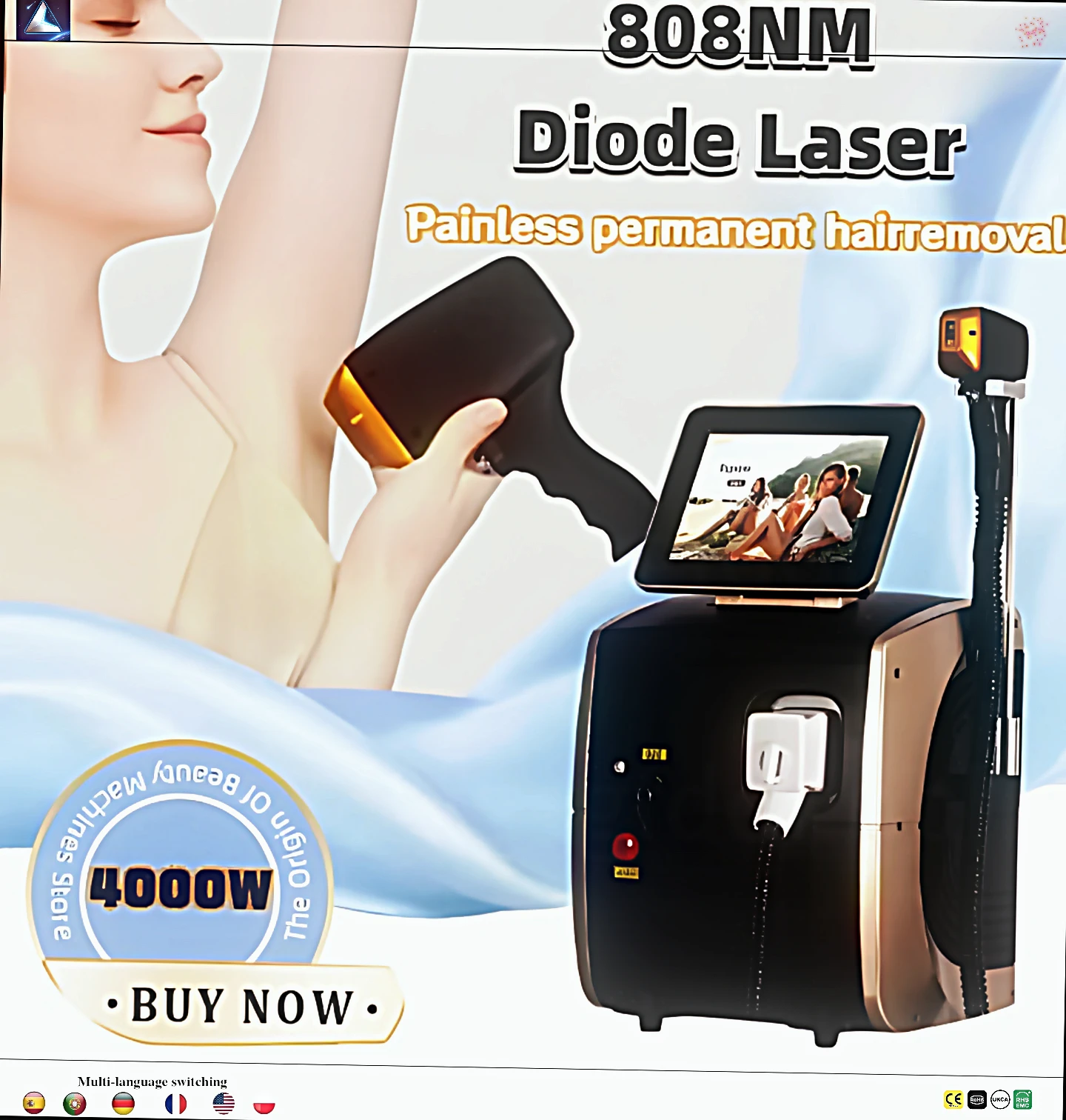 

11.11Sale Permanent Diode Laser Hair Removal Device Home Epilator for Women Men Body Face Legs High-Speed 4000W Hair Removal CE