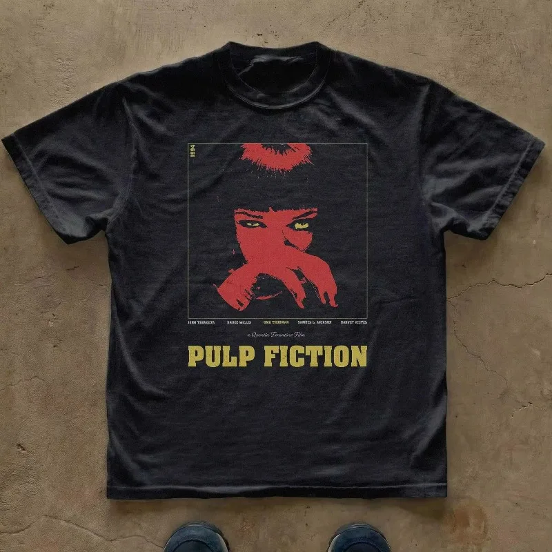 Men's Pulp Fiction Tribute T-shirt | Quentin Tarantino Uma Thurman Retro T-shirt, Suitable for Both Men and Women in All Seasons