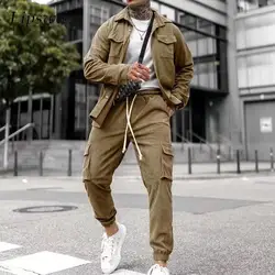 2024 New Arrivals Mens Outfits Hip Hop Corduroy Cargo Shirt And Cargo Pants Two Piece Suits Men Y2K Clothing Men's Sets Vintage