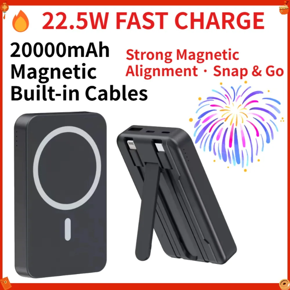 Baseus 5000mAh Magnetic Power Bank 22.5W USB-C & 7.5W/15W Wireless Charging 6.9mm Card-Slim NFC Battery Monitoring for iPhone 17