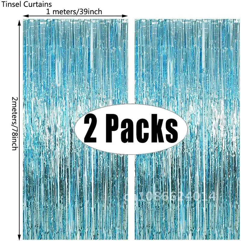 

Metallic Foil Tinsel Fringe Curtain 2Pack Bachelorette Wedding Birthday Party Decoration Adult Anniversary Photography Backdrop