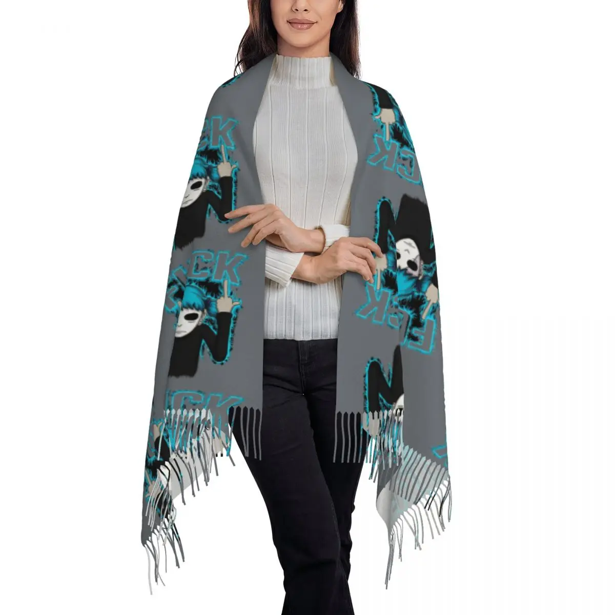 Sally Face Video Game Scarf Tassel Scarves for Women Soft Warm Shawls and Wraps Long Fall Winter Shawl Wrap