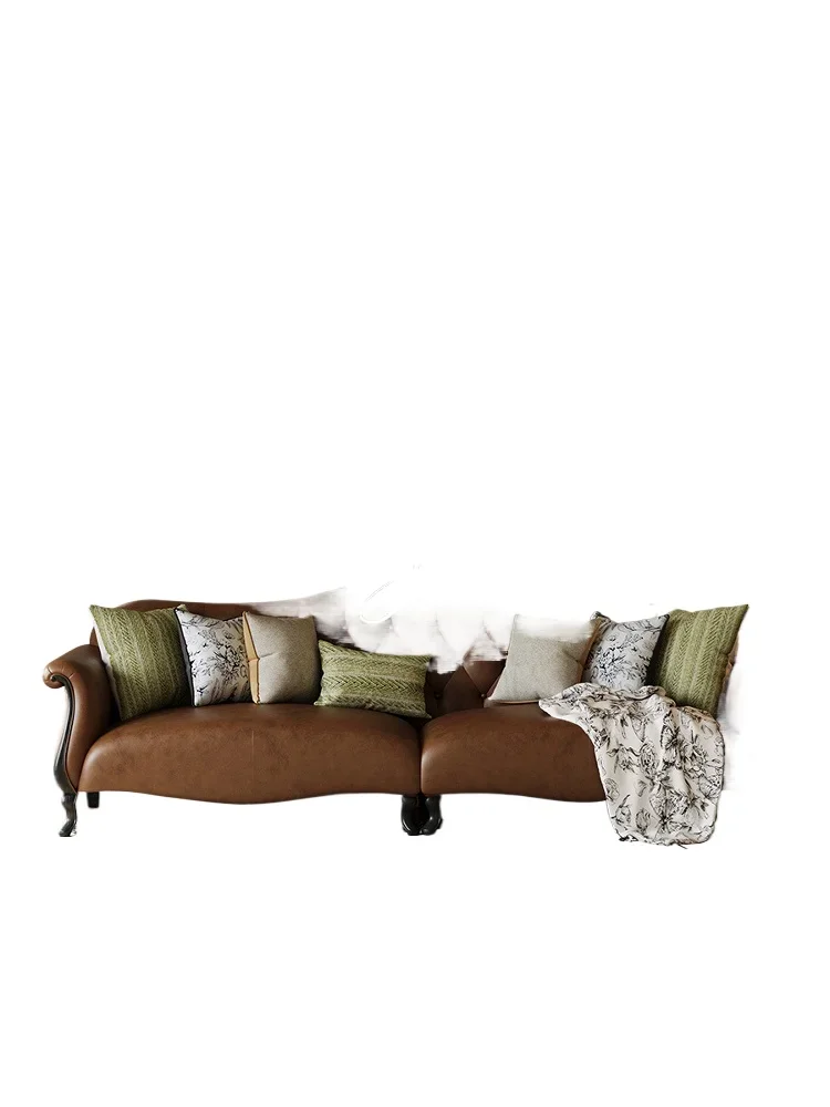 Sofa drop pattern leather, American retro, living room light French