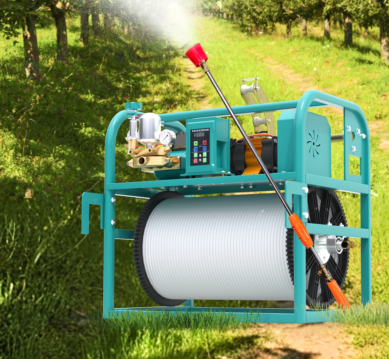 New type electric tricycle high-pressure agricultural induction coil atomization full-automatic fruit tree spray