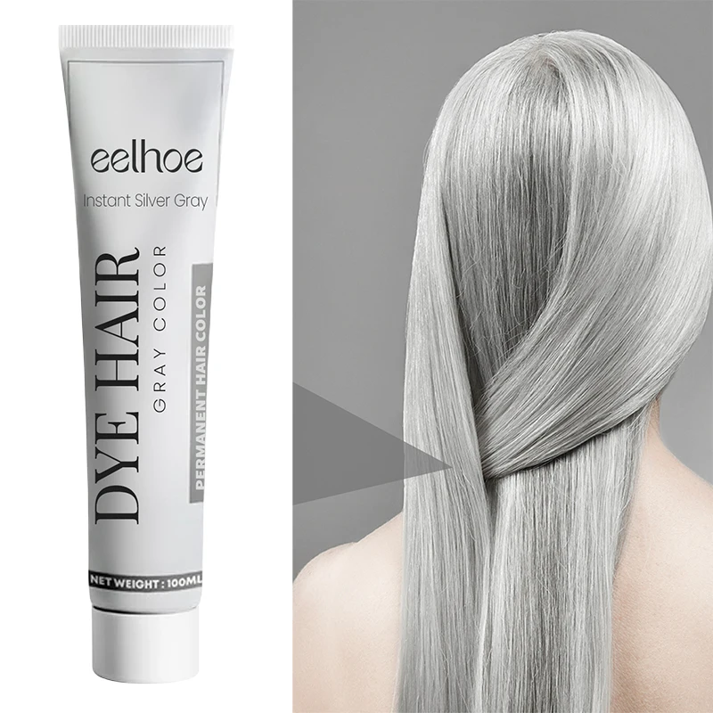 Crema de tinte para el cabello Unisex, Color gris ahumado, extracto de planta Natural, moda abuela gris, estilo Punk, crema de cera para el cabello