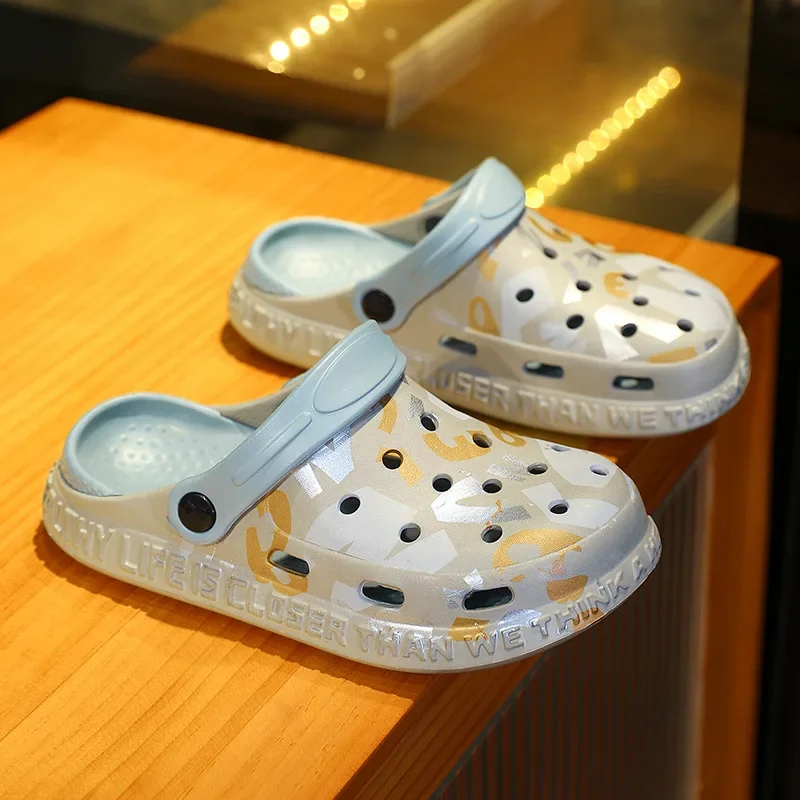 Summer Shoes EVA for Girls Anti-slip Kids'Casual Shoes Sandals Low-Cut Shoes Breathable Beach Shoes Black White Shoes Size 26-40