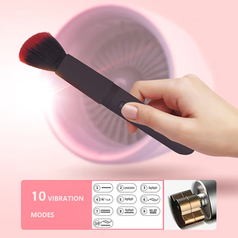 MAIZIUP-brocha de maquillaje vibratoria con 10 frecuencias de vibración para maquillaje rápido, aplicador eléctrico de soplo de maquillaje, brocha cosmética