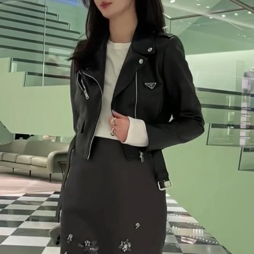 Jaet in pelle di eepskin a vita alta da donna Personali Sle Commute Cappotto lungo con cerniera Sve Abito da motociclista premium
