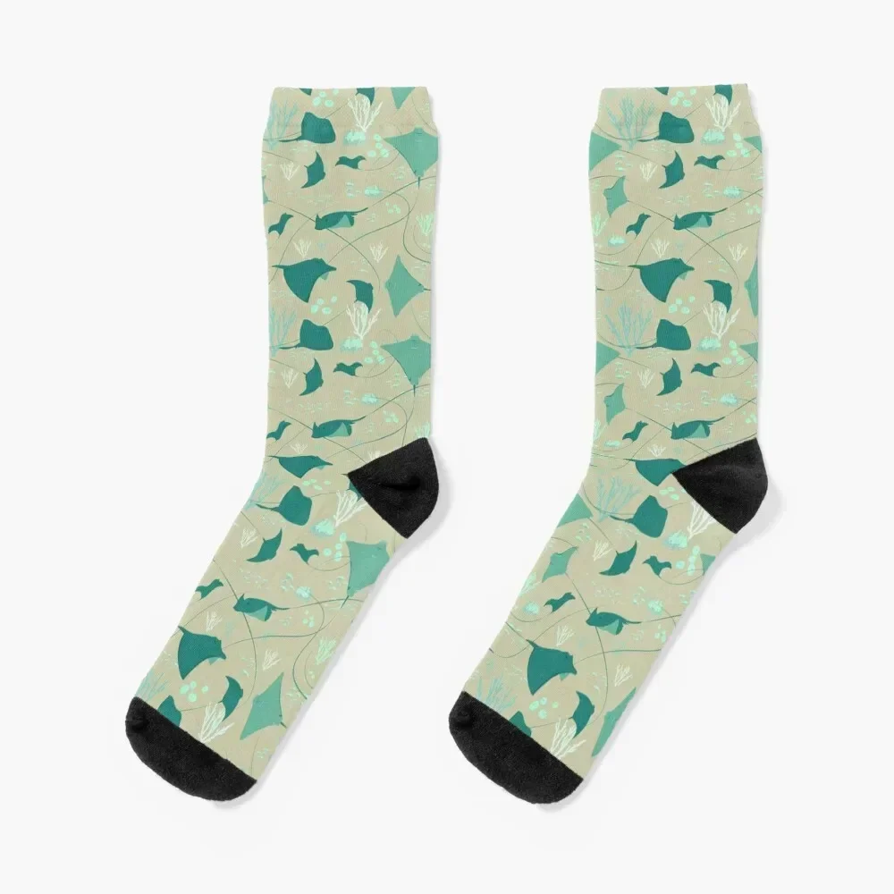 Cool Stingrays Pattern on Grey Socks cute gym Toe sports christmas gift Mens Socks Women's