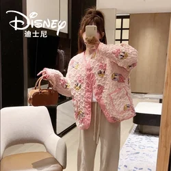 Hot Sale Disney Figure Donald Duck Pink Jackets Gift Women Autumn Winter Cotton  Korean Style Fashion Cardigan Top Y2k Clothing