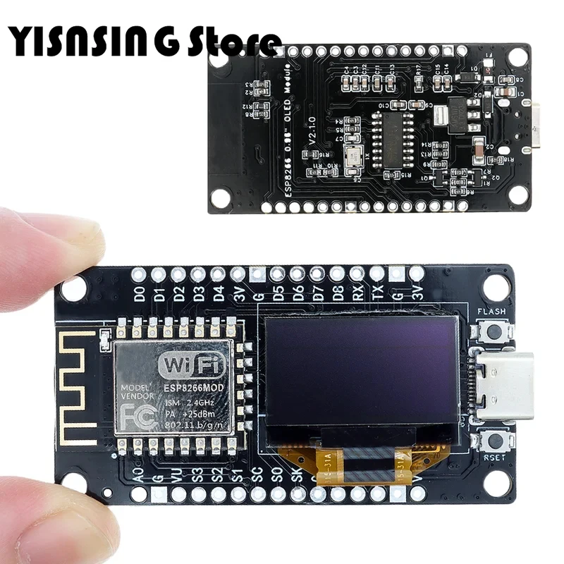 NodeMCU With OLED ESP8266 Development Board 0.96 Inch Display CH340 Driver Module for Arduino IDE/Micropython Programming