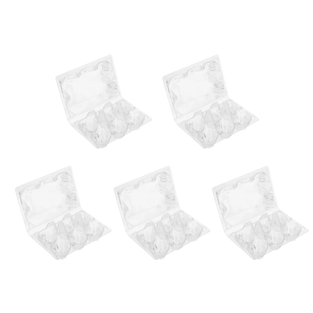 

5pcs Plastic Box Clear Carrier Container Thickened Refrigerator Storage Caddy Mini Size Egg Protection Container Portable Egg