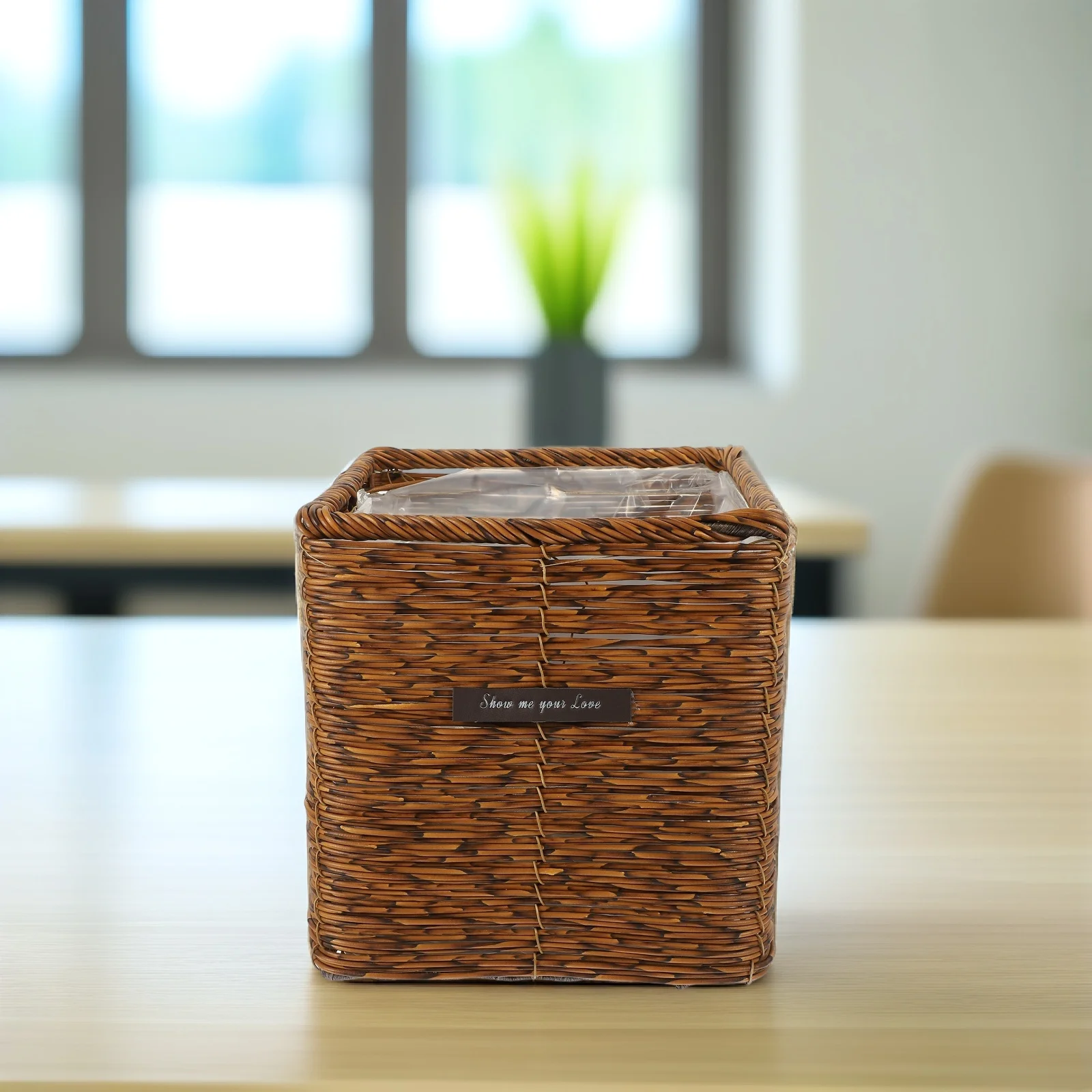 

Imitation Rattan Flower Pot Decorative Basket Storage Organizer Multi-Purpose Woven Plant Basket for Home Garden Patio Living