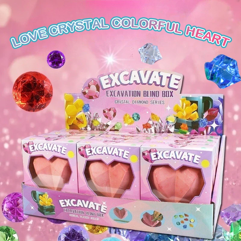 Archaeological Excavation Gemstones Kit Love Heart Handmade Excavation Treasure Fossils Toy Kids Science Kit Mining Kit