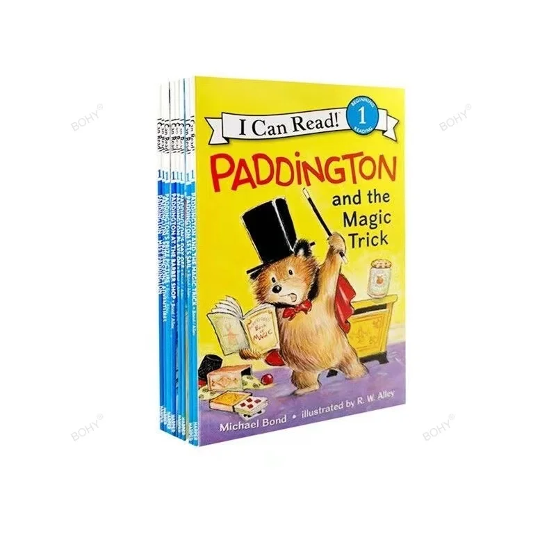 8PCS English Picture Book I Can Read Paddington Cartoon Storybook Kids Early Education Children's Learning Toy